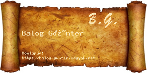 Balog Günter névjegykártya