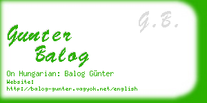 gunter balog business card